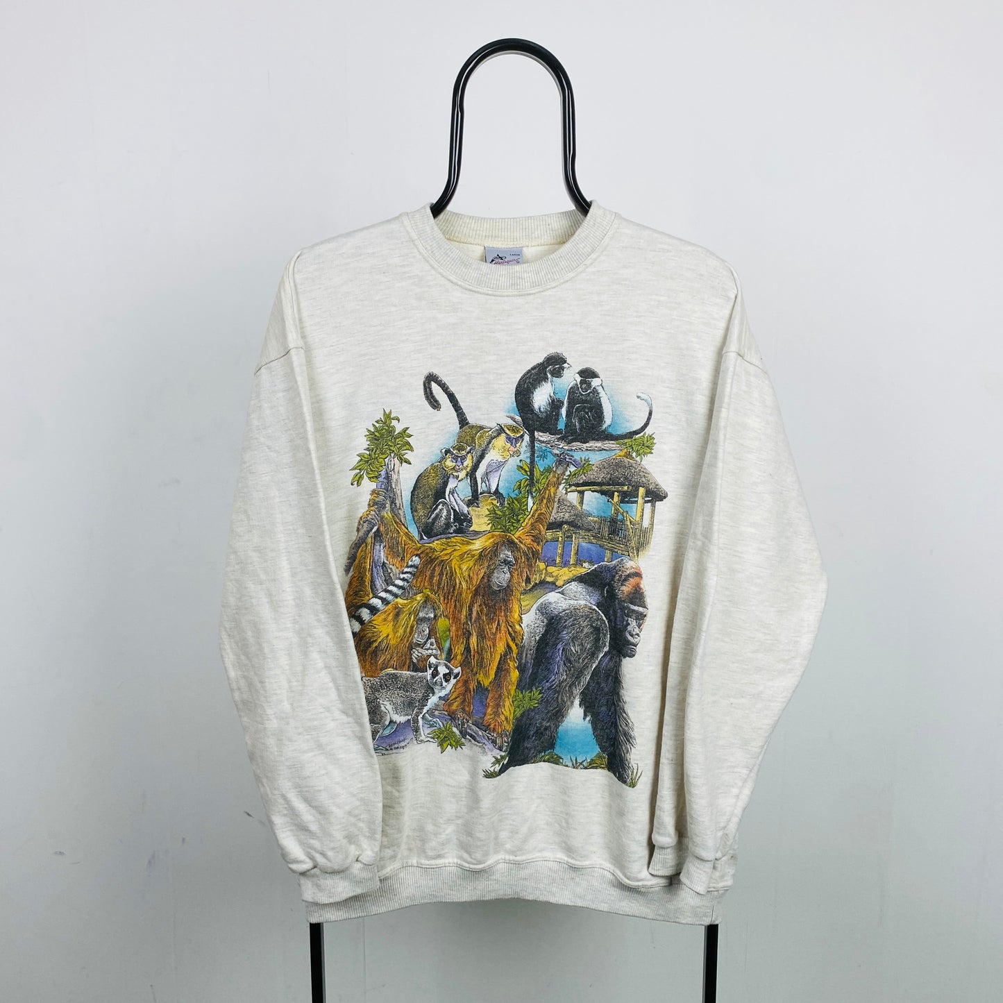 Retro 90s Animal Sweatshirt Grey Large