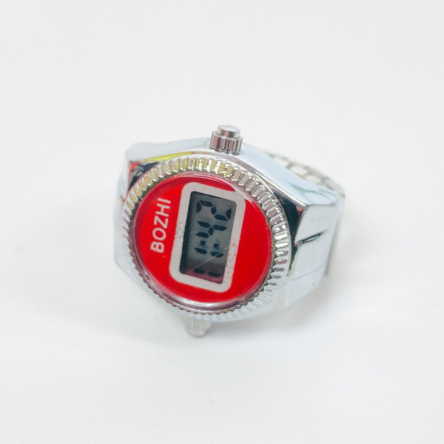Digi Watch Ring Silver Red