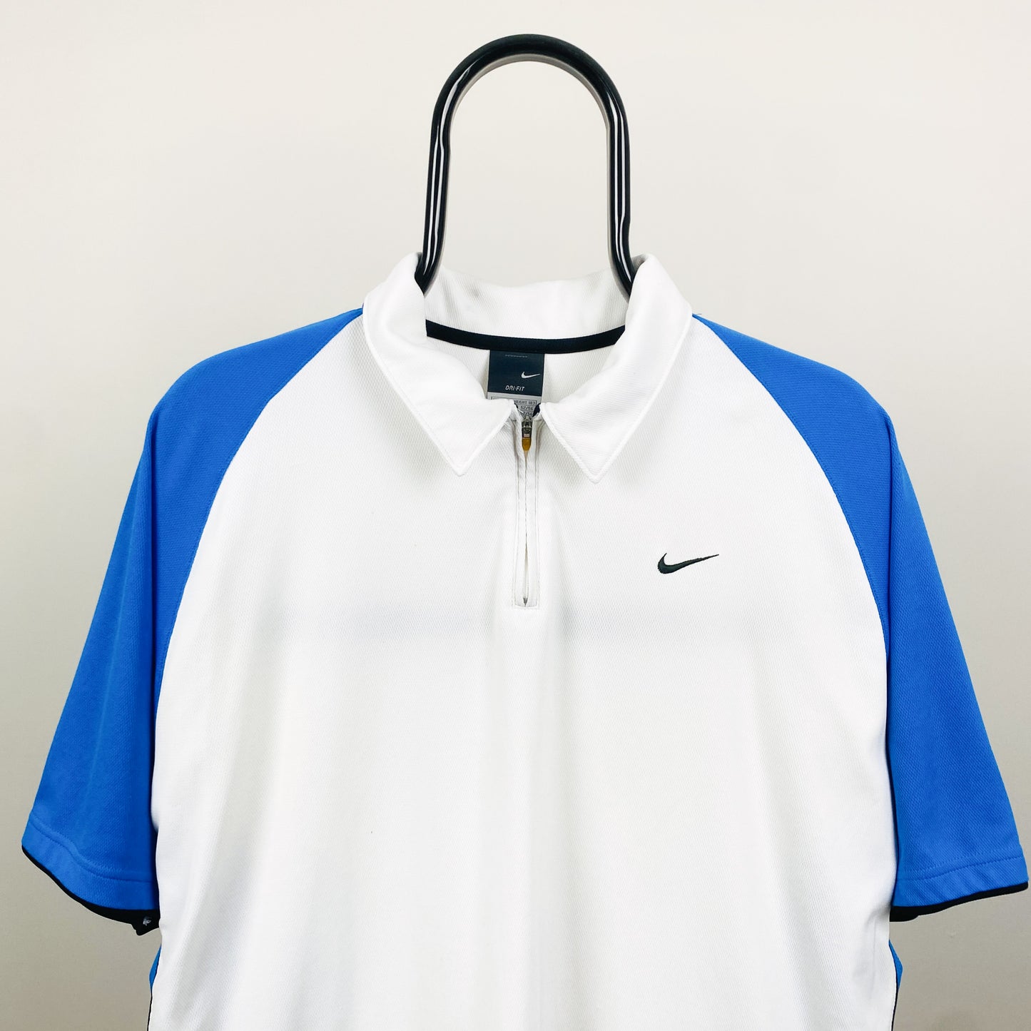 00s Nike Zip Up T-Shirt White Large