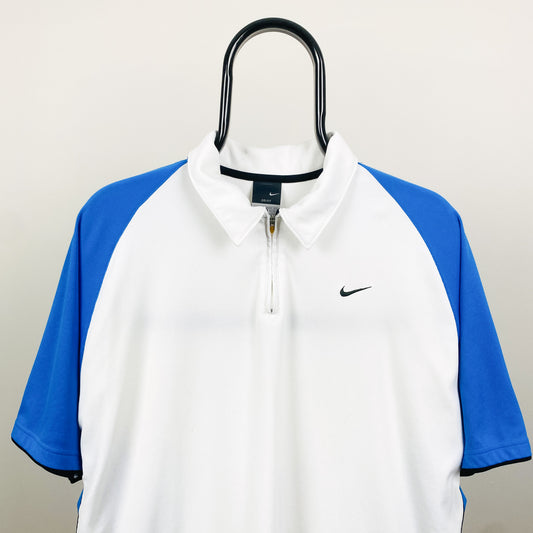 00s Nike Zip Up T-Shirt White Large