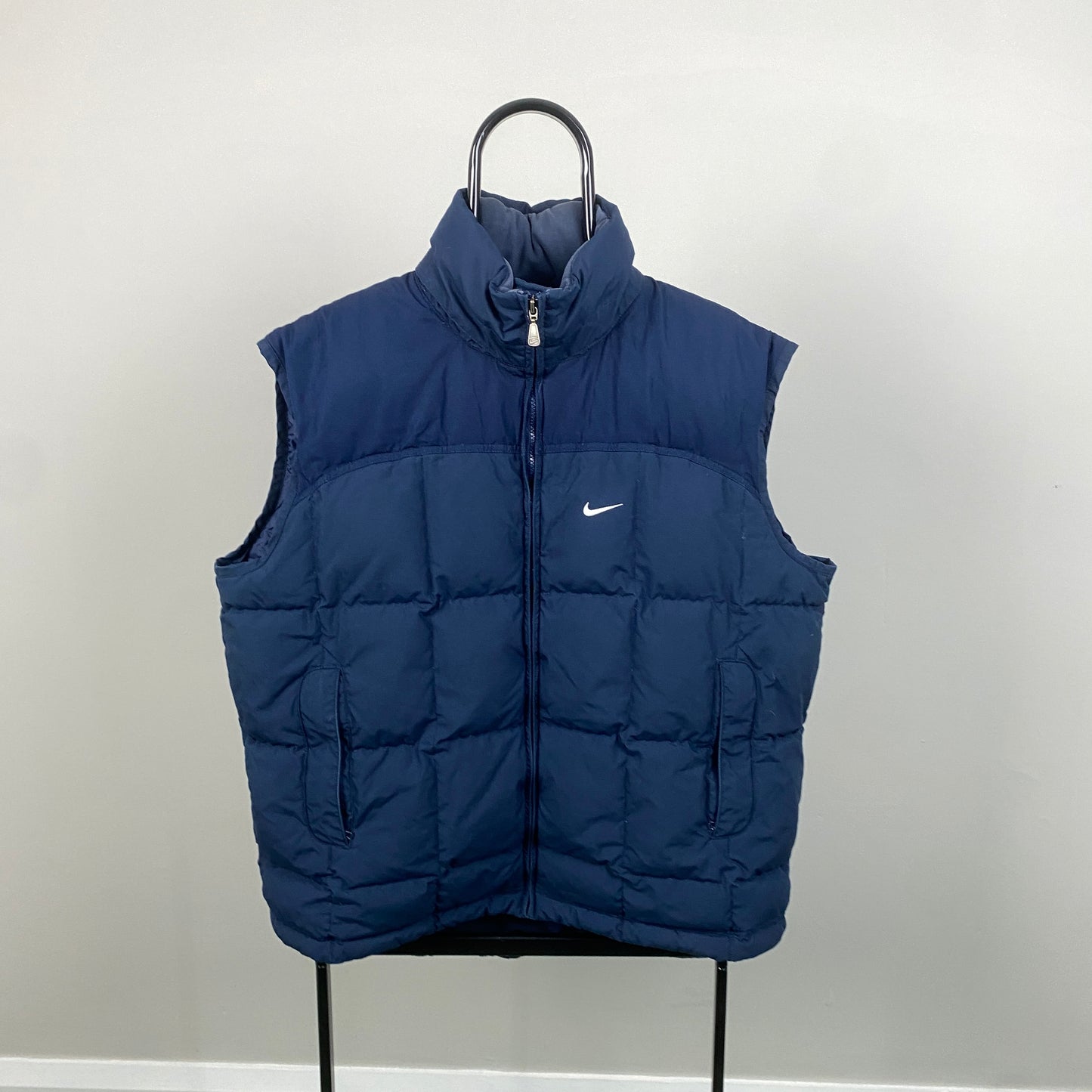 00s Nike Quilted Puffer Gilet Jacket Blue Large
