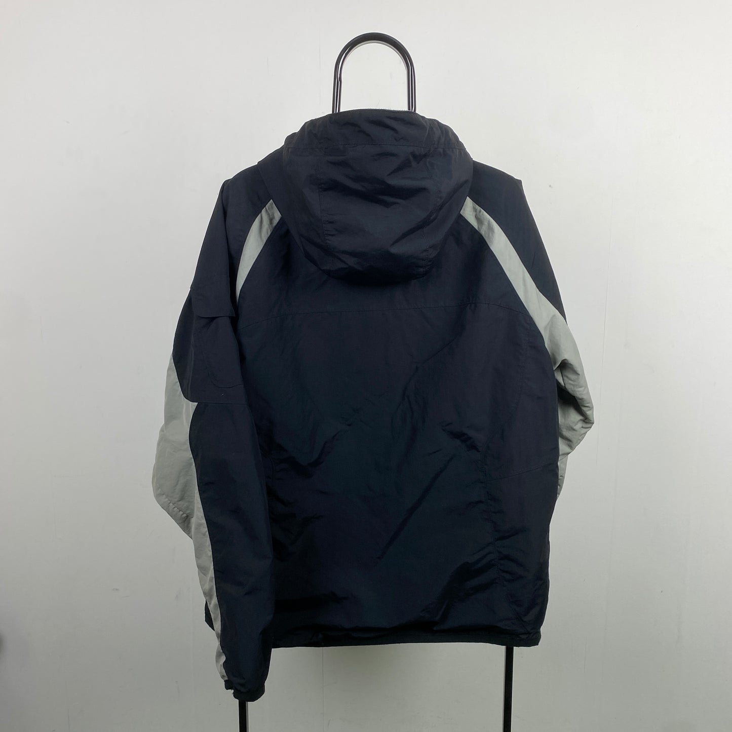 00s Nike Reversible Fleece Coat Jacket Black Grey Small