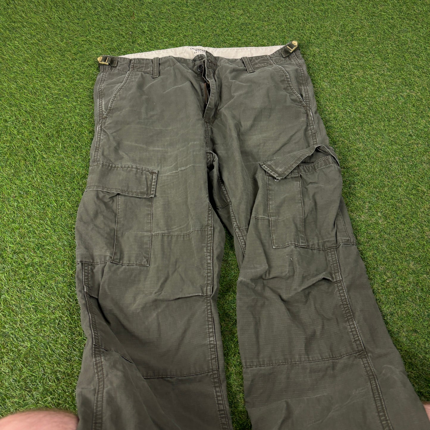 00s Carhartt Workwear Trousers Joggers Green Medium 33x34
