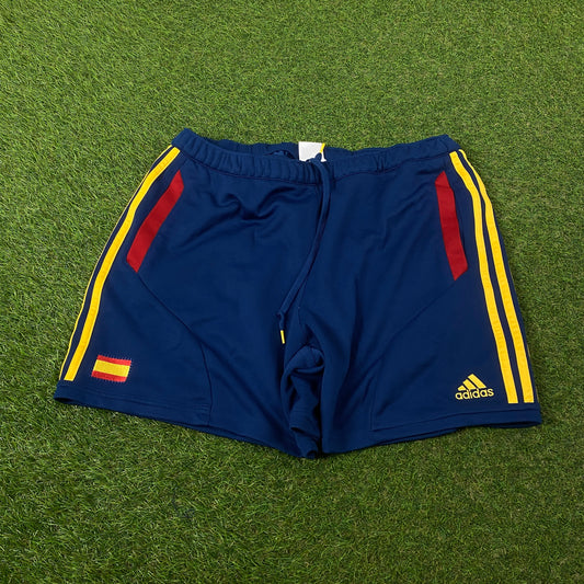90s Adidas Spain Football Shorts Blue Large