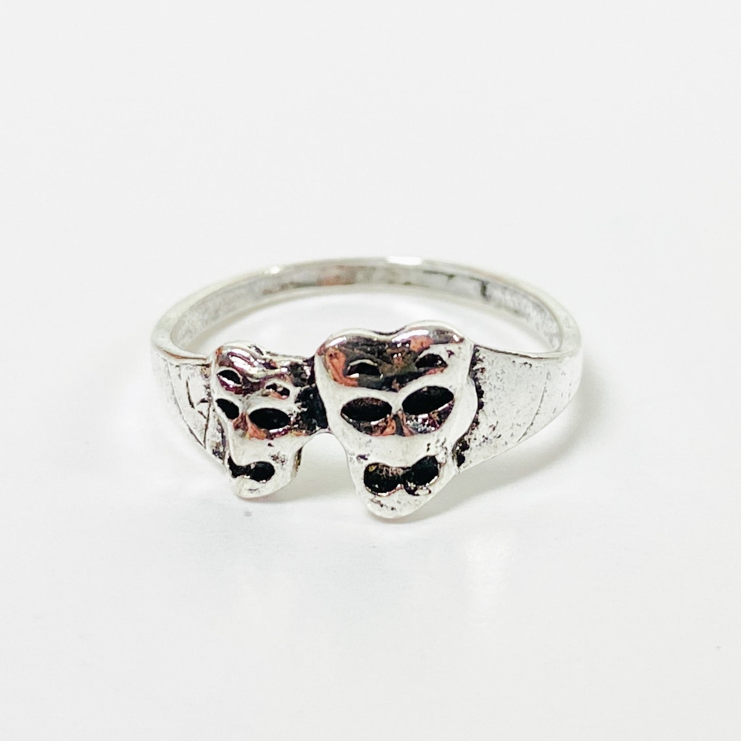 Retro Mini Face Pinky Ring Silver