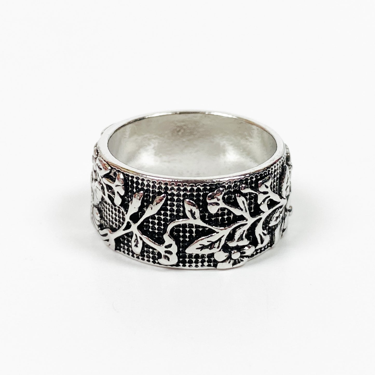 Retro Vintage Flower Ring Silver