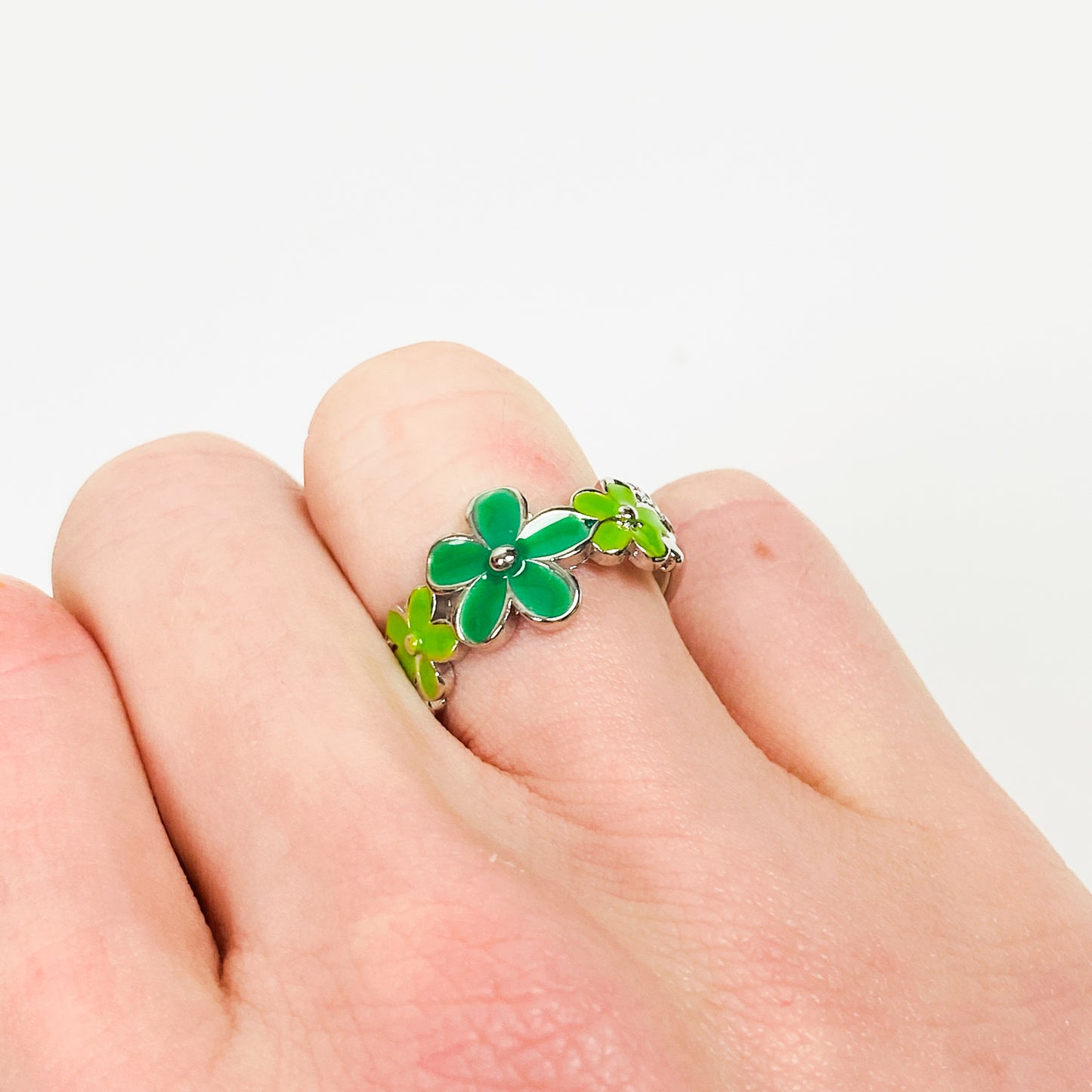 Retro Adjustable Flower Ring Silver