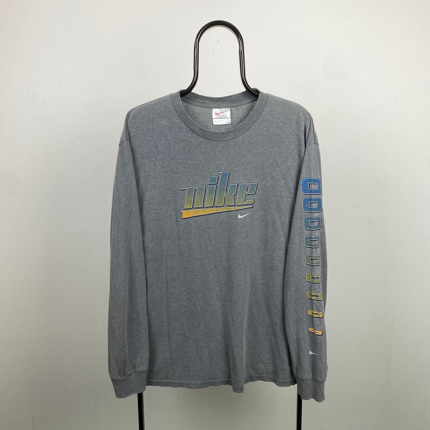 90s Nike Long Sleeve T-Shirt Grey Medium
