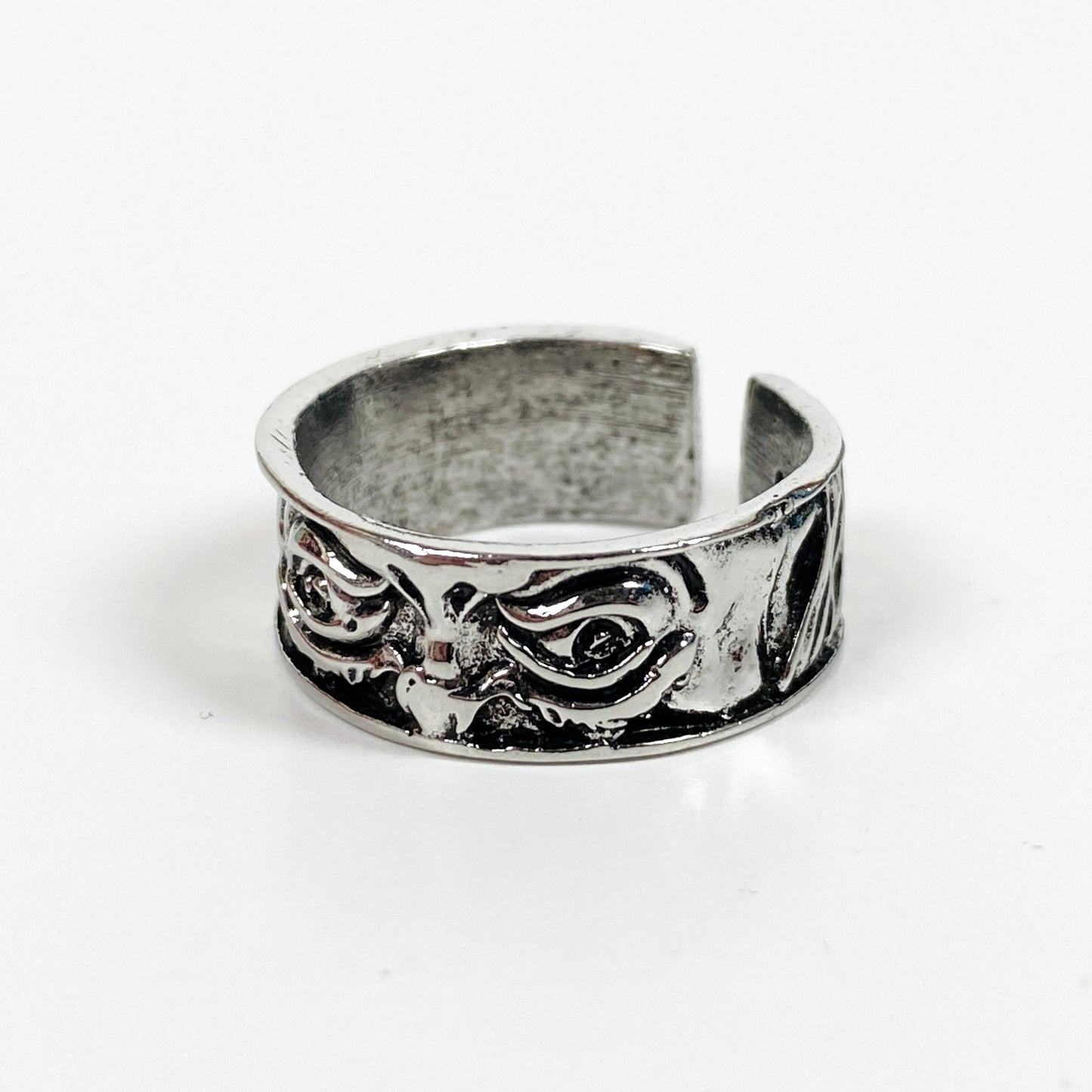 Vintage Retro Adjustable Eye Ring Silver