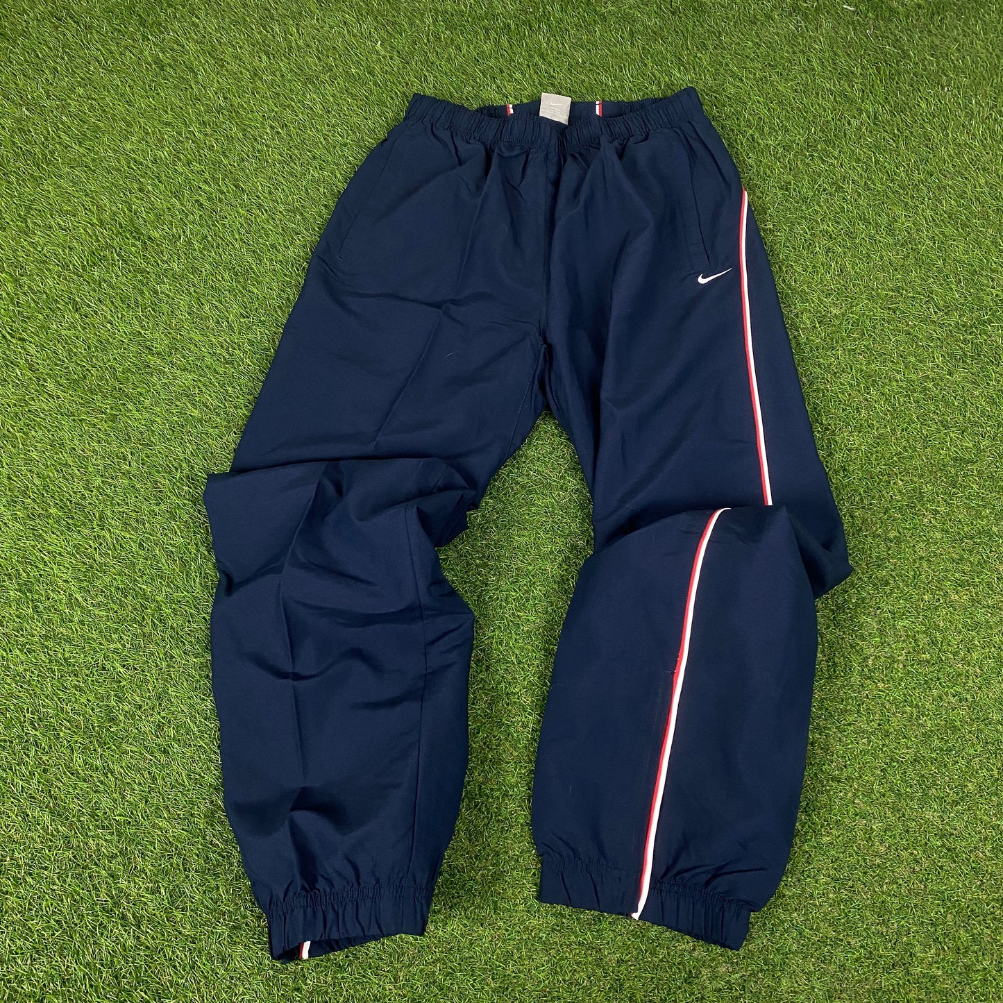 90s Nike Piping Tracksuit Jacket + Joggers Set Blue Large