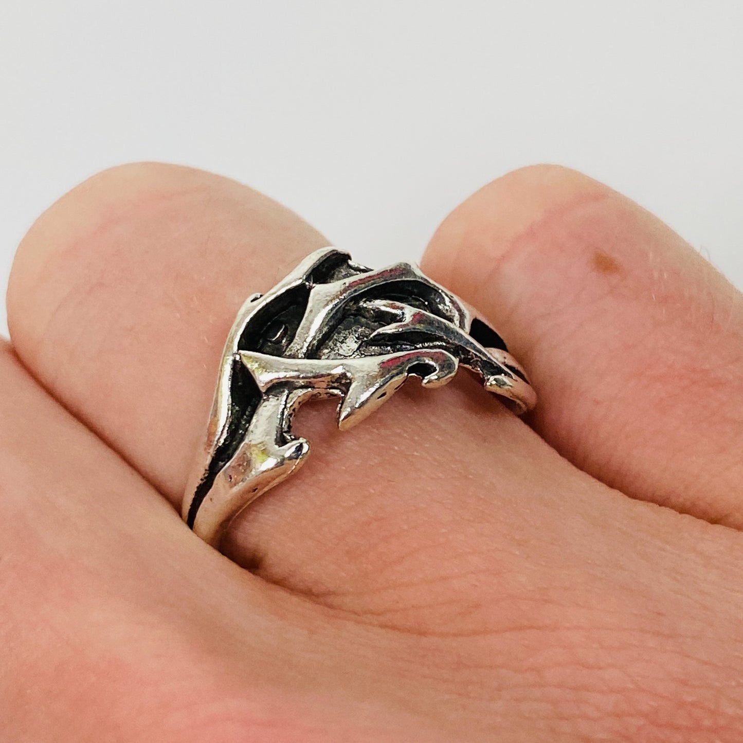Vintage Retro Adjustable Thistle Ring Silver