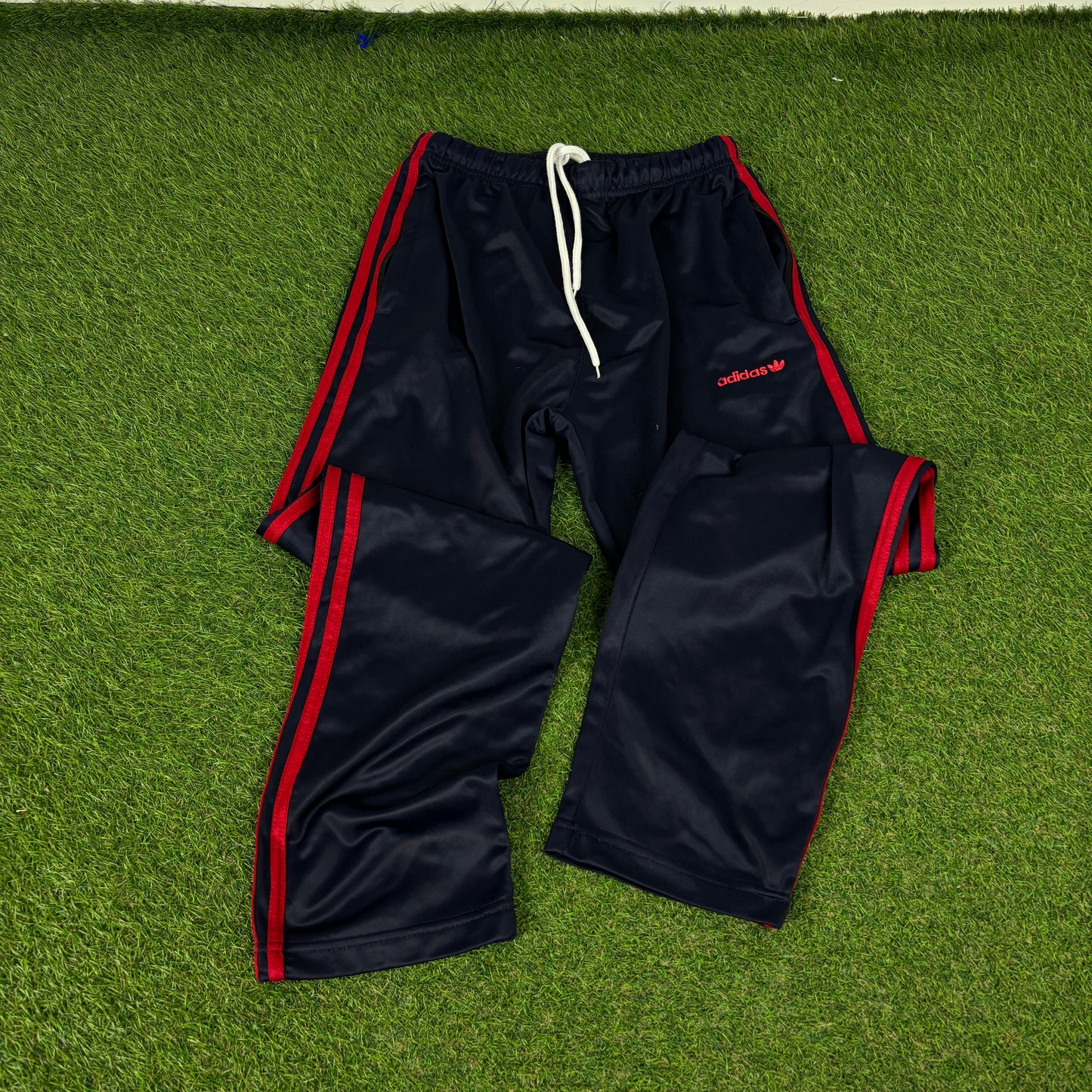 90s Adidas Nylon Windbreaker Jacket + Joggers Set Blue Medium