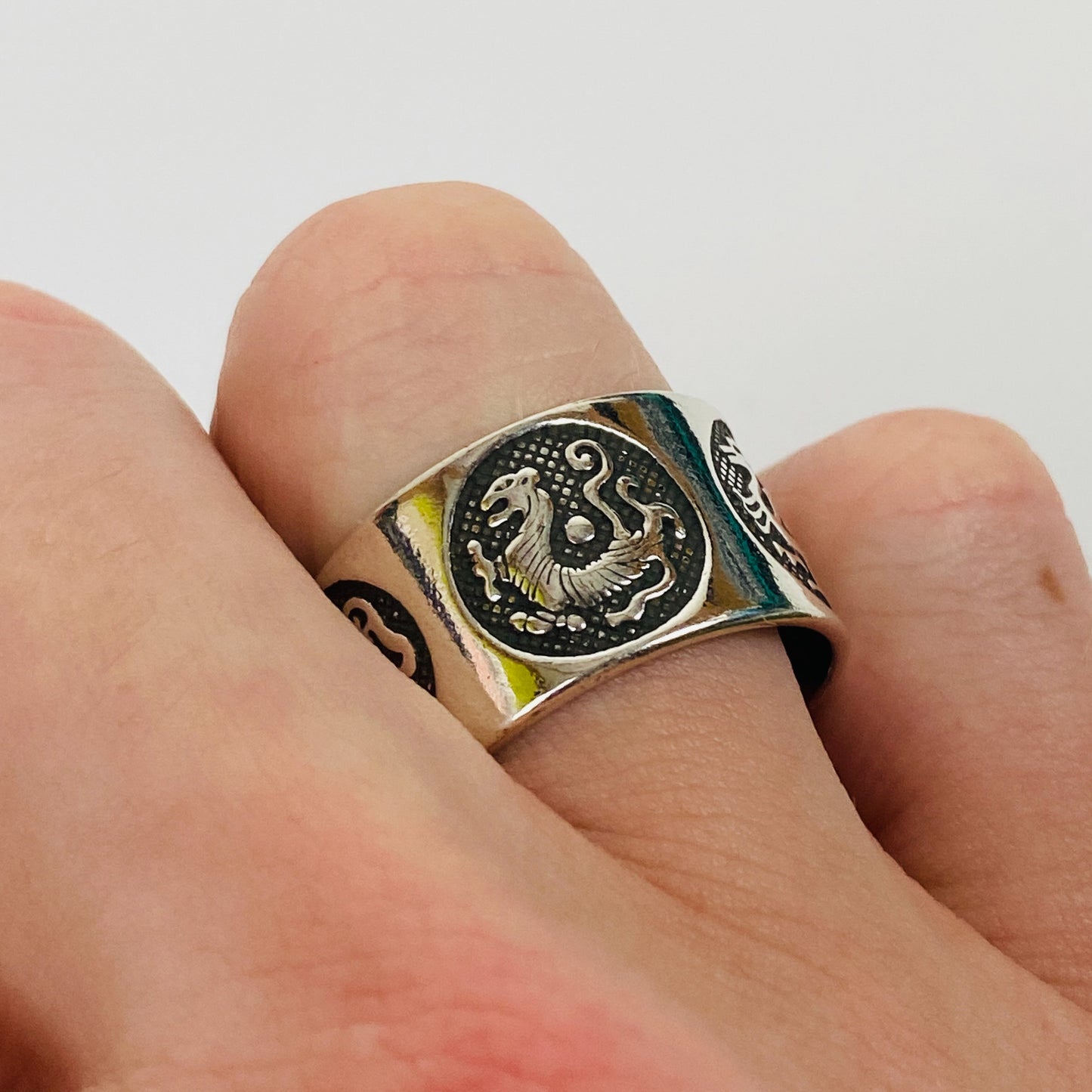 Vintage Retro Adjustable Dragon Ring Silver