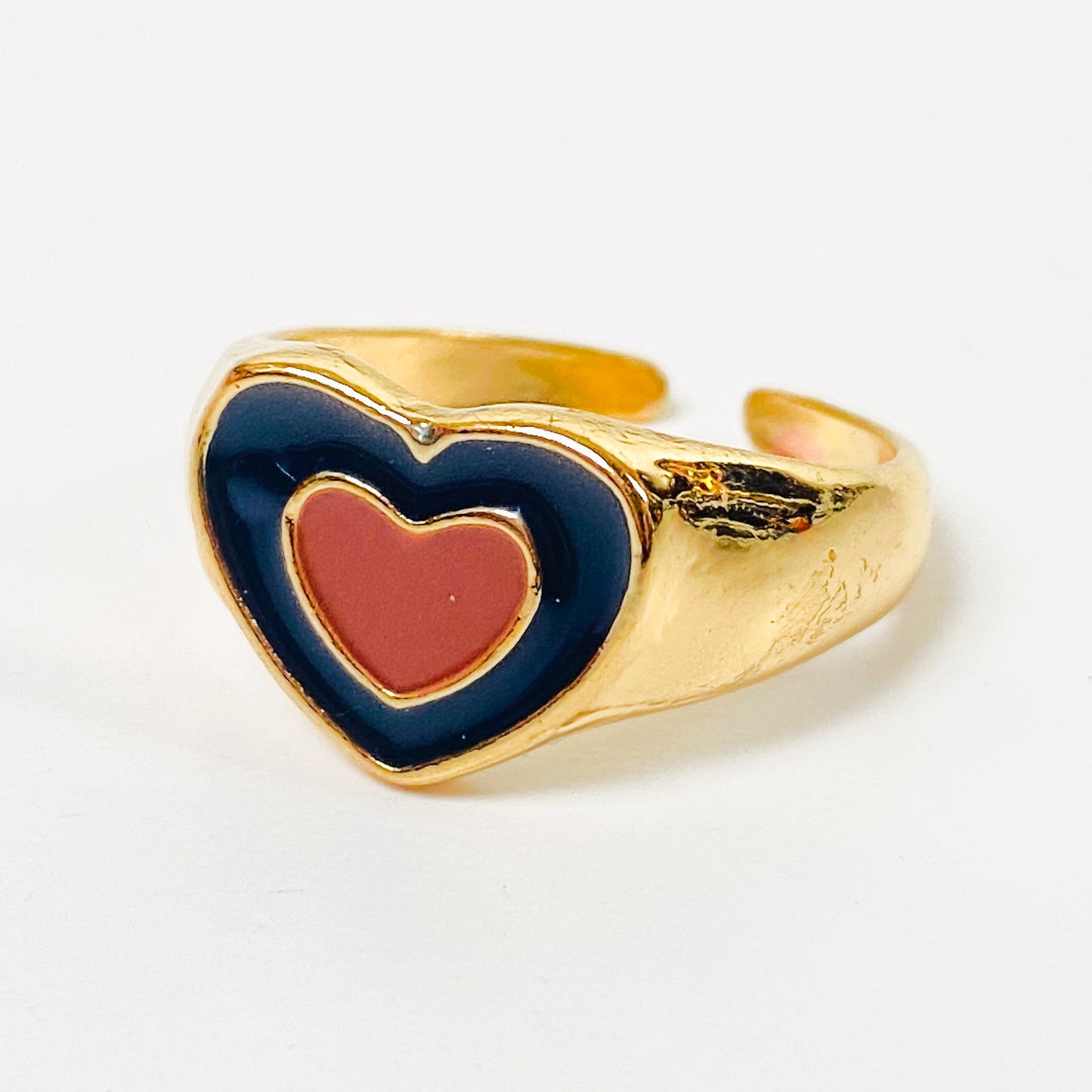 Retro Adjustable Heart Ring Gold