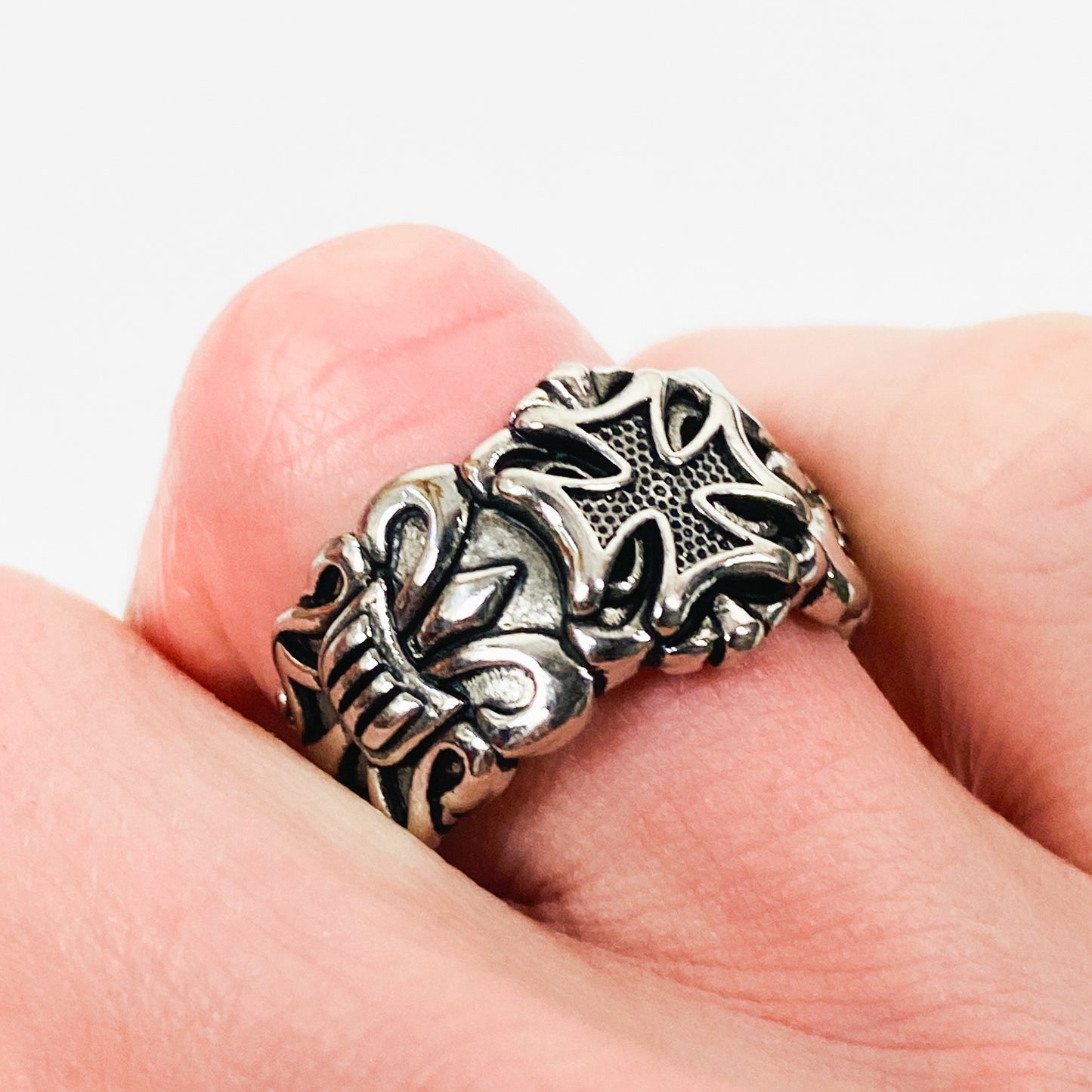 Retro Adjustable Antique Chunky Ring Silver