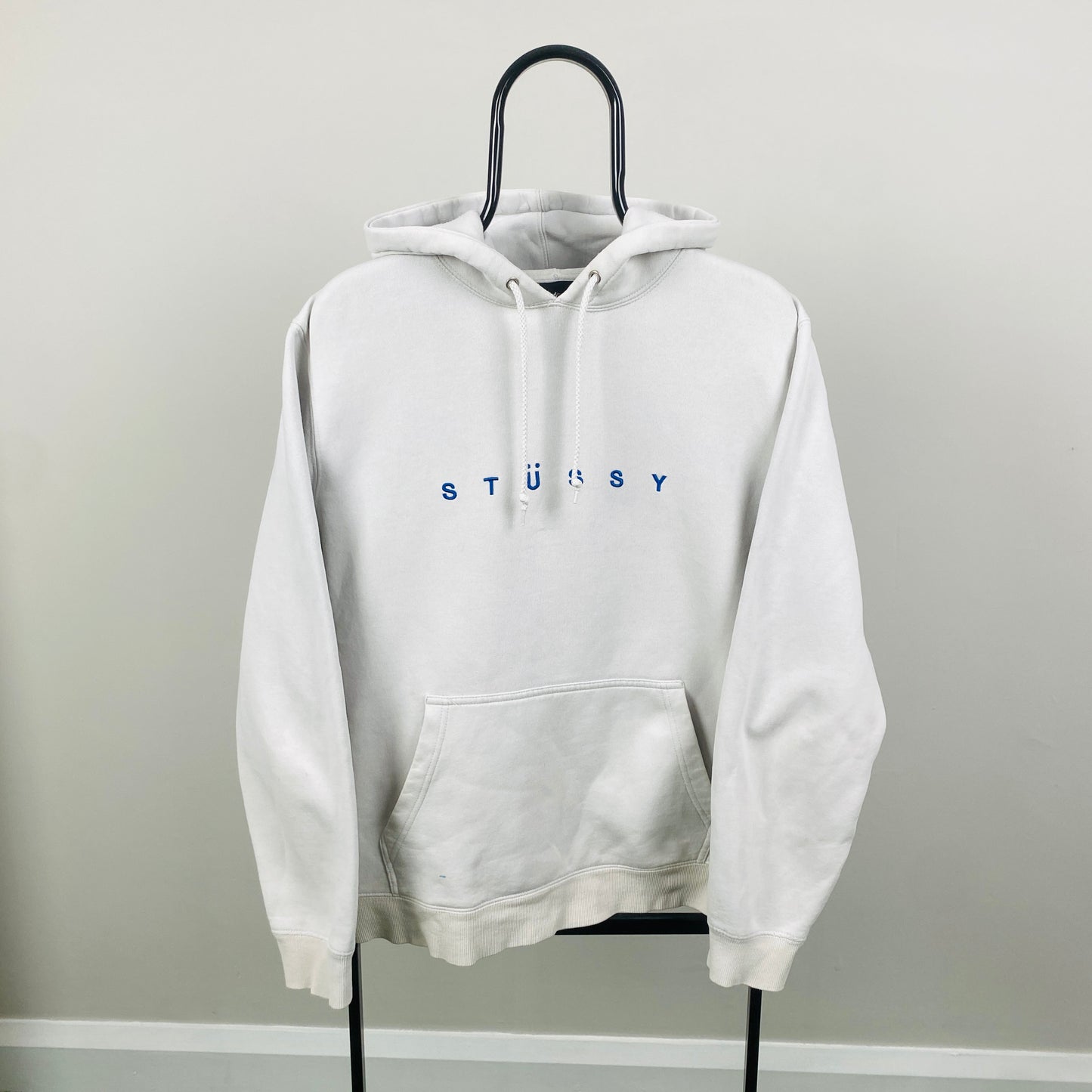 Retro 00s Stussy Hoodie White Large