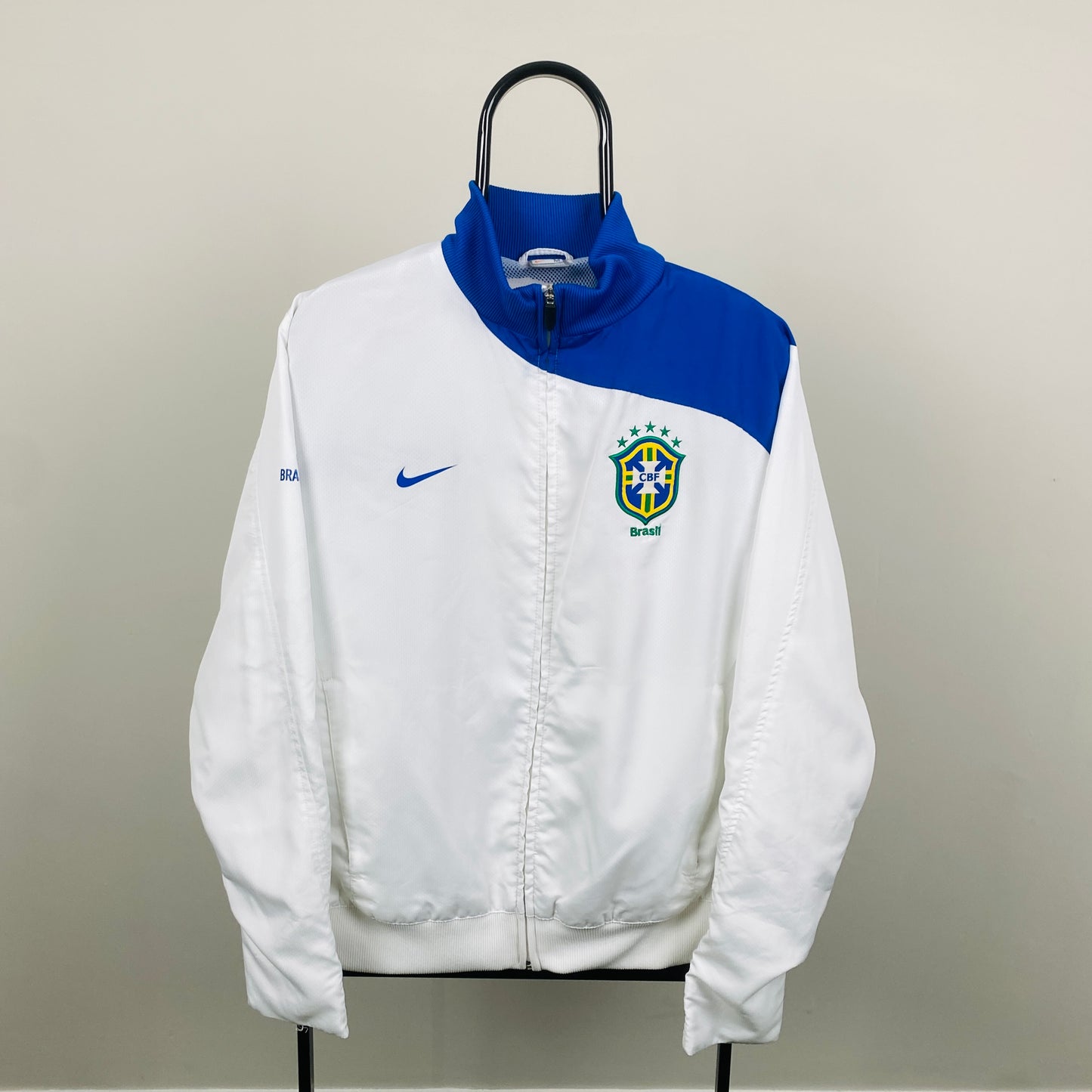 90s Nike Brazil Windbreaker Jacket White Medium