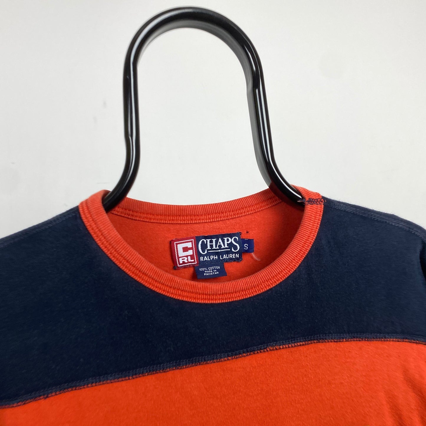 Retro Chaps Ralph Lauren Reversible Sweatshirt Orange Blue Small