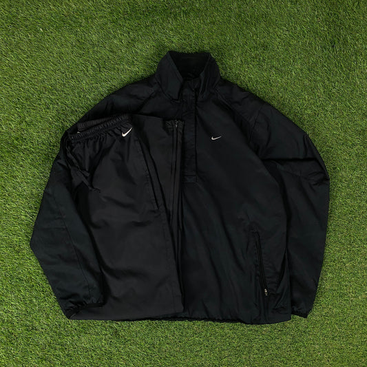 00s Nike Golf Windbreaker Jacket + Joggers Set Black Medium
