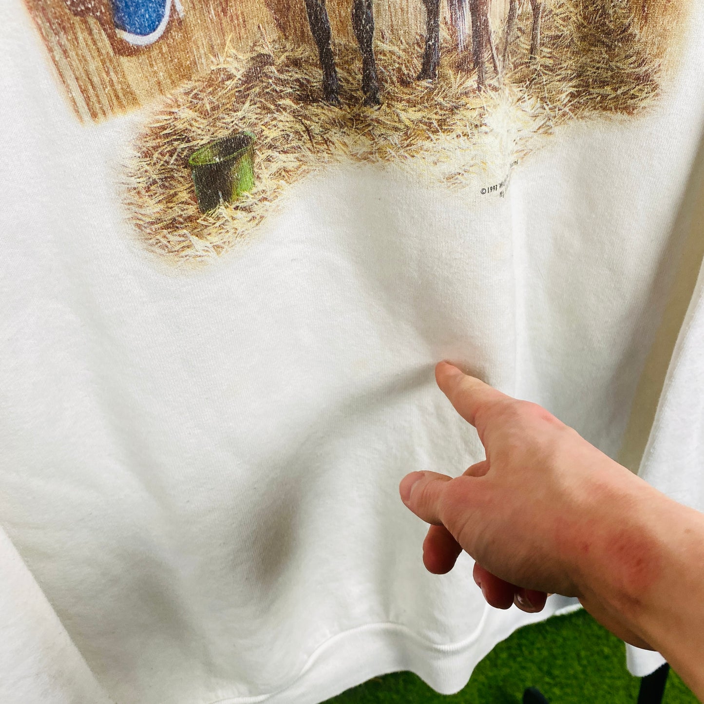 Retro 90s Screen Stars Horse Sweatshirt White XL
