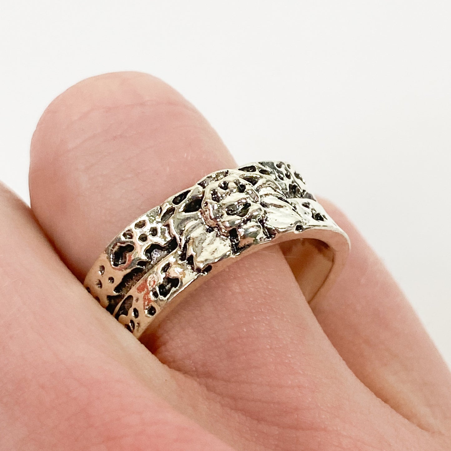 Retro Vintage Lion Stack Ring Silver
