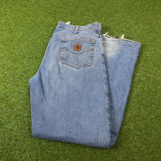 00s Carhartt Blanket Lined Jeans 33x34 Blue Large Joggers