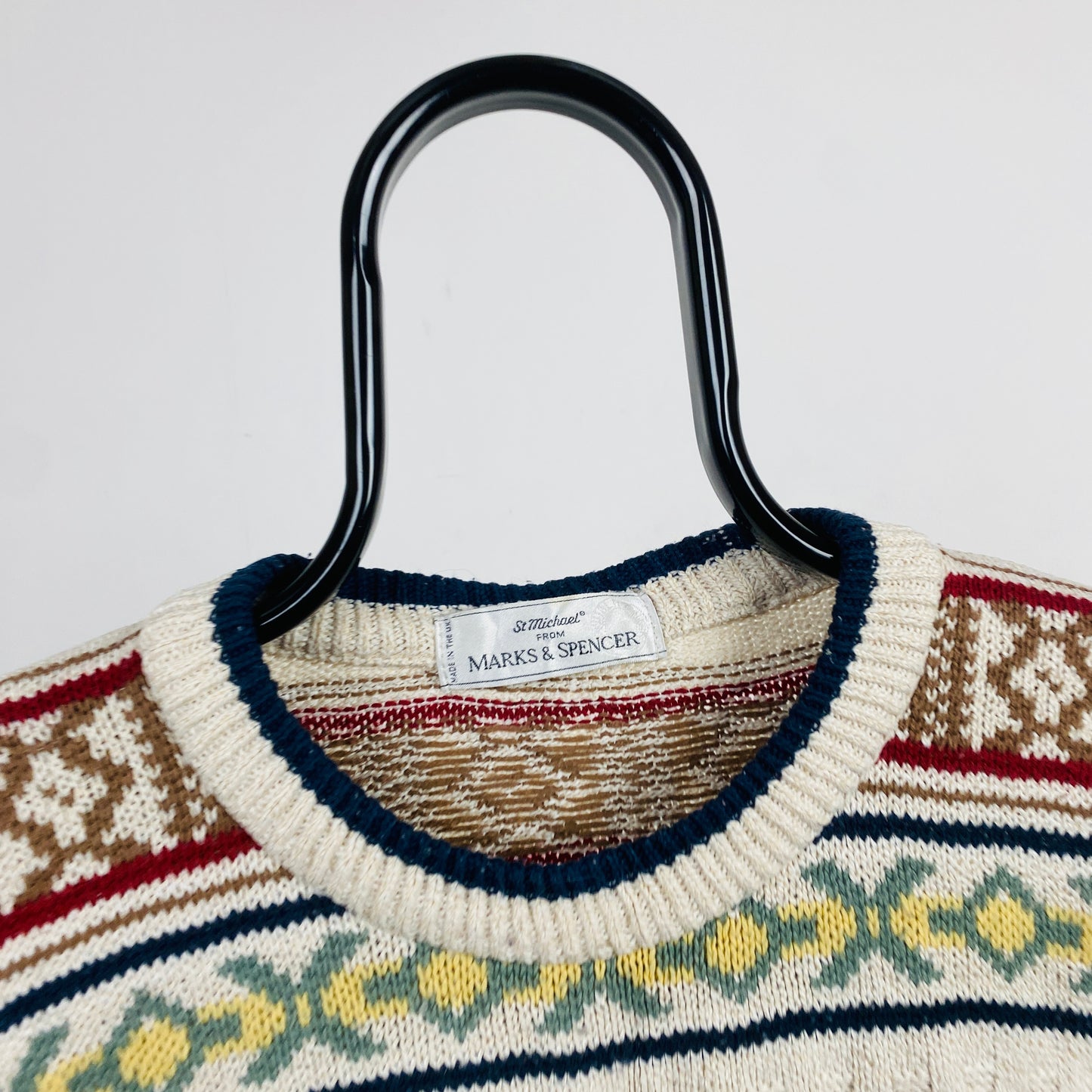 Retro St Michael Knit Sweatshirt Brown Large