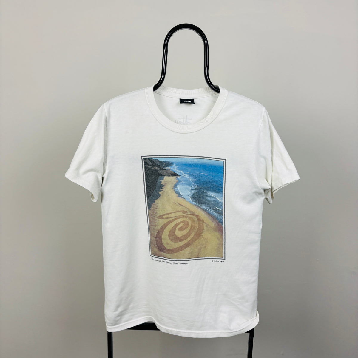 00s Stussy Land Art T-Shirt White Small