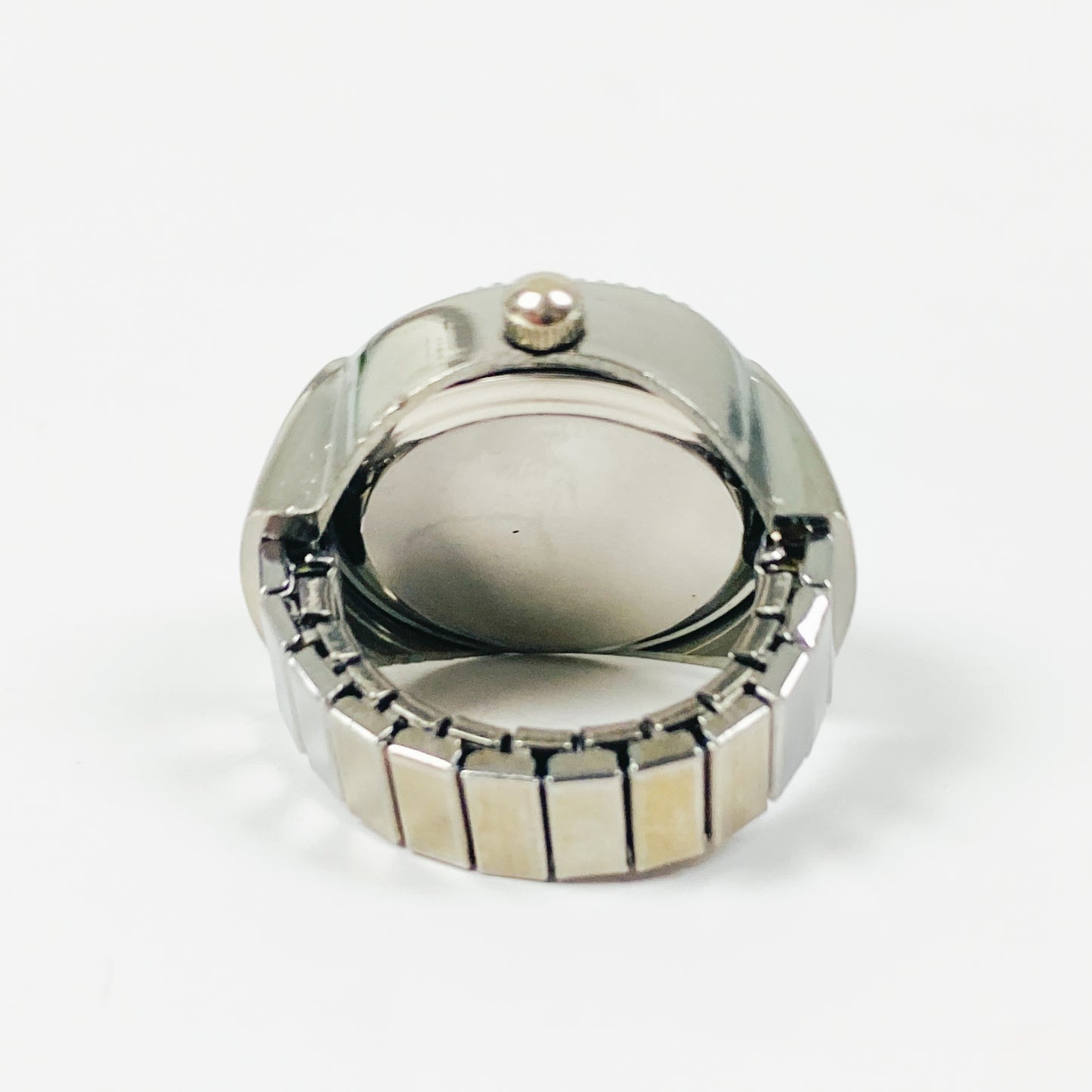 Retro Adjustable Heart Watch Ring Silver Pink