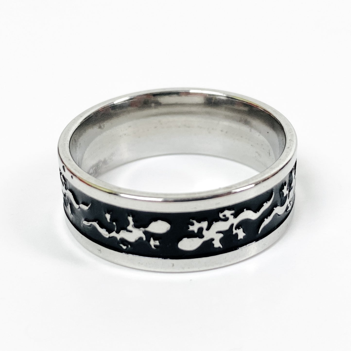 Retro Lizard Band Ring Silver