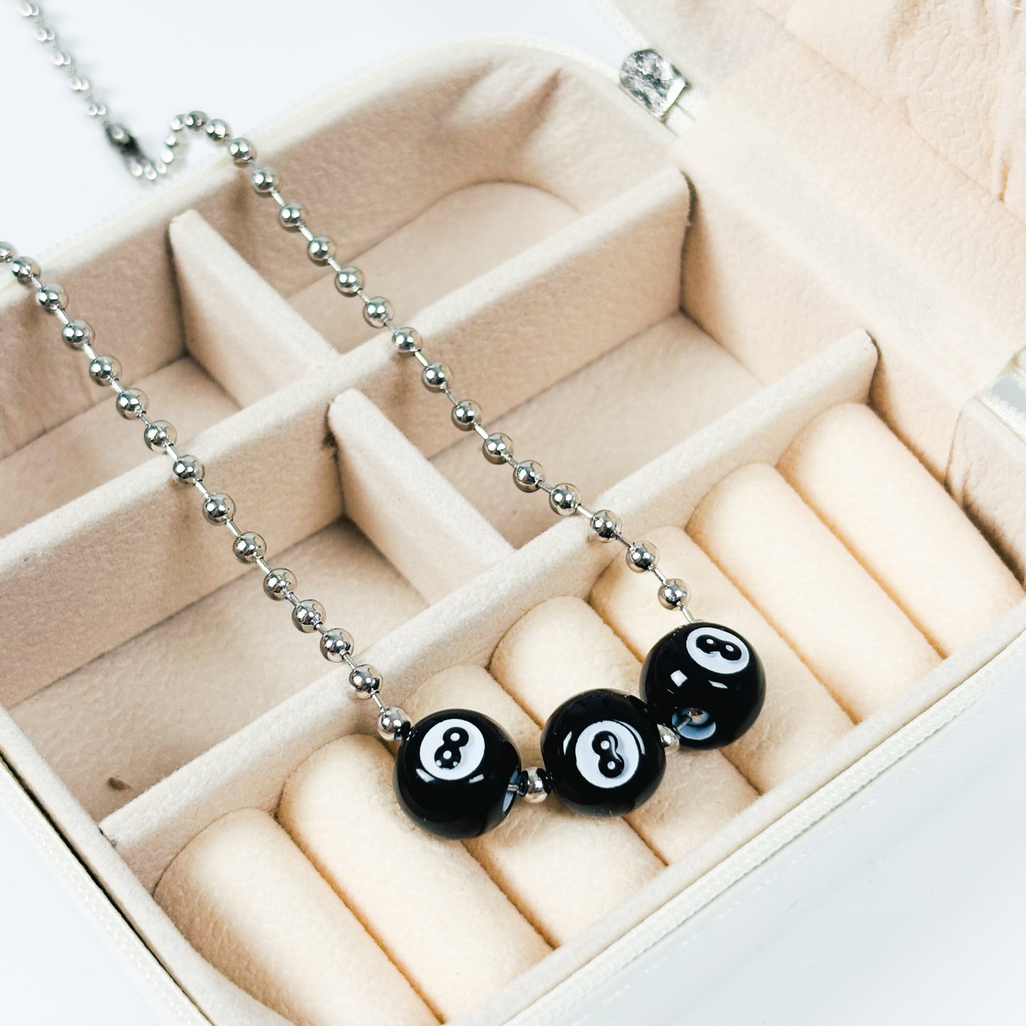 Vintage 8 Ball Necklace Chain Silver