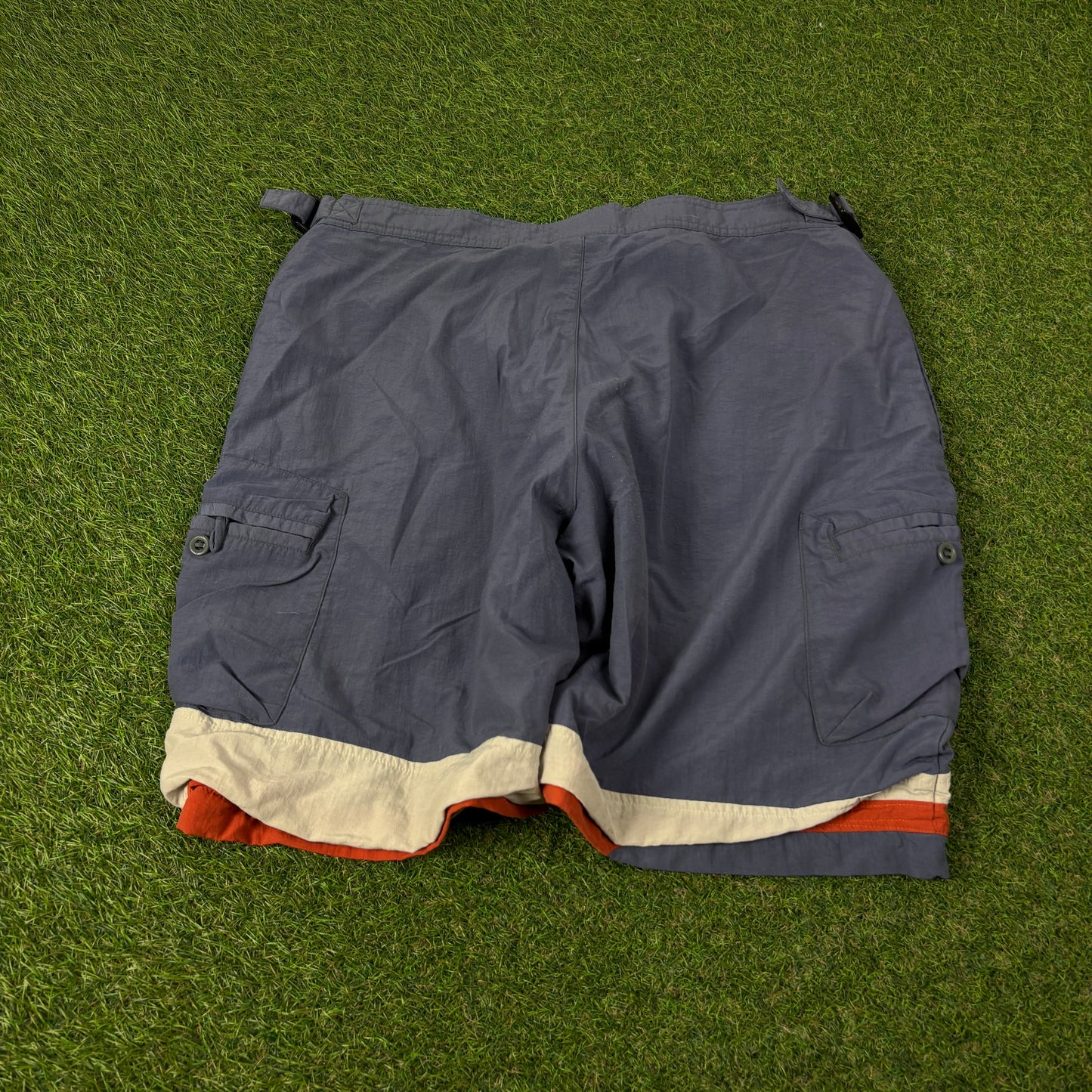 90s Adidas Cargo Shorts Blue Medium