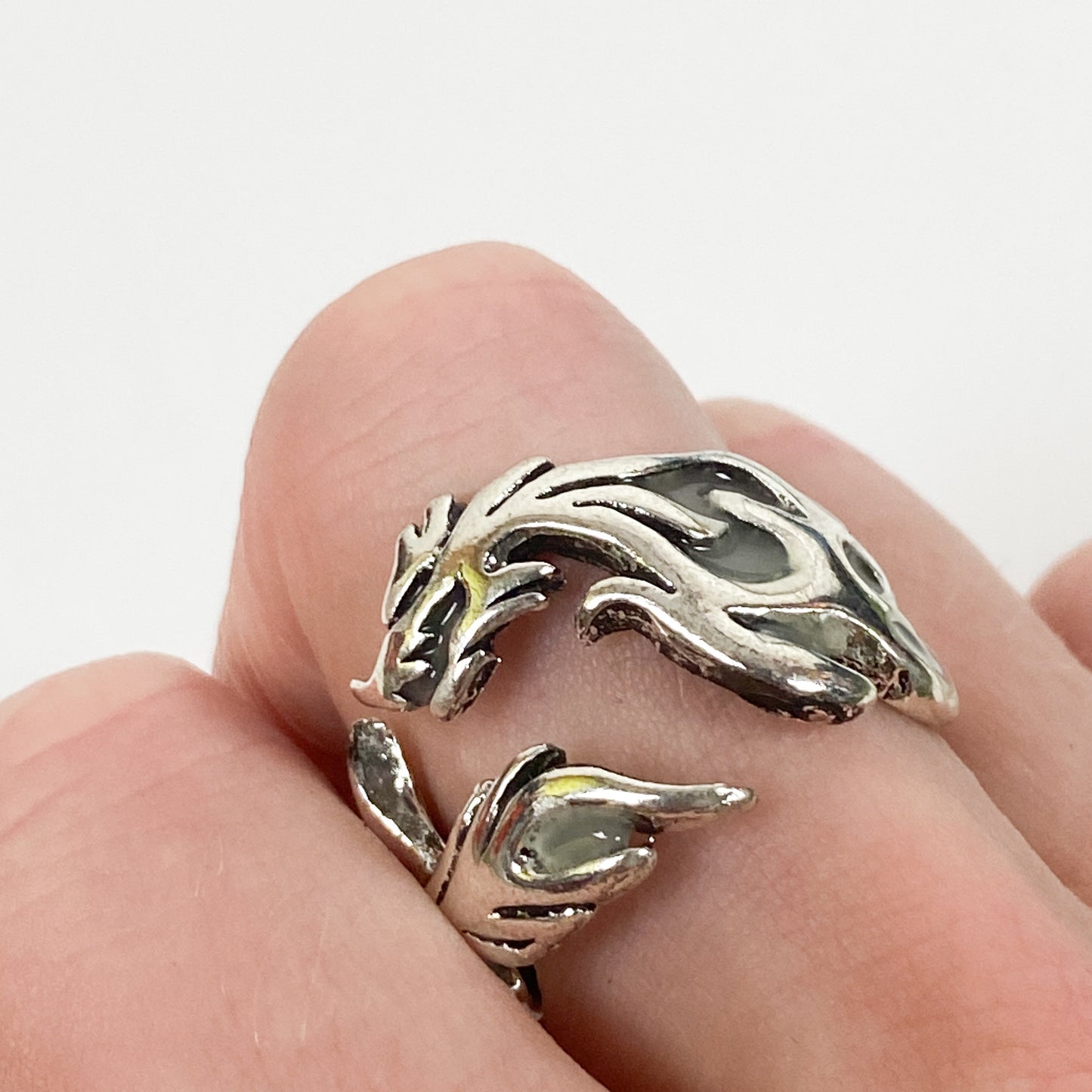 Retro Adjustable Glow In The Dark Dragon Ring Silver