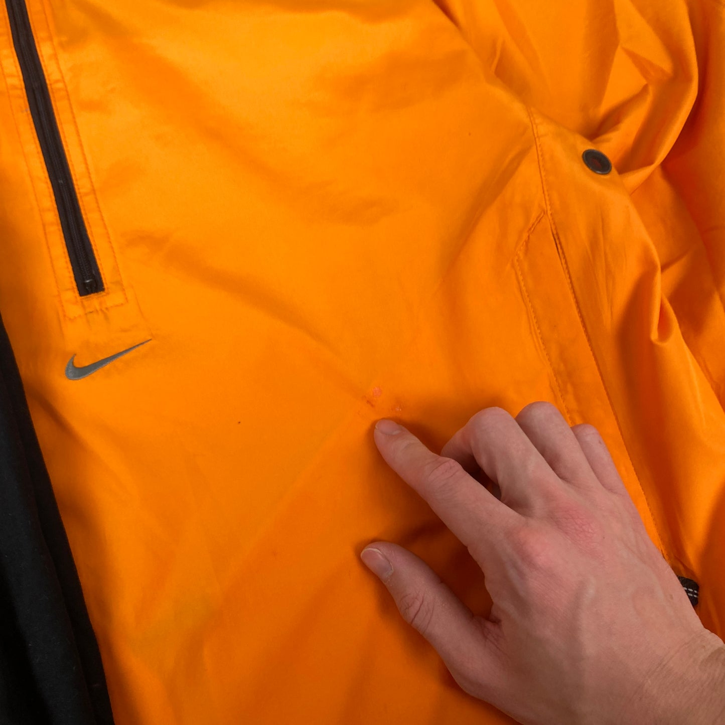 00s Nike Reflective Windbreaker Jacket + Joggers Set Orange Small