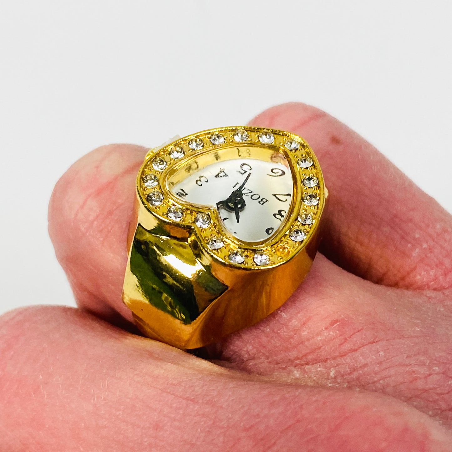 Adjustable Heart Watch Ring Gold