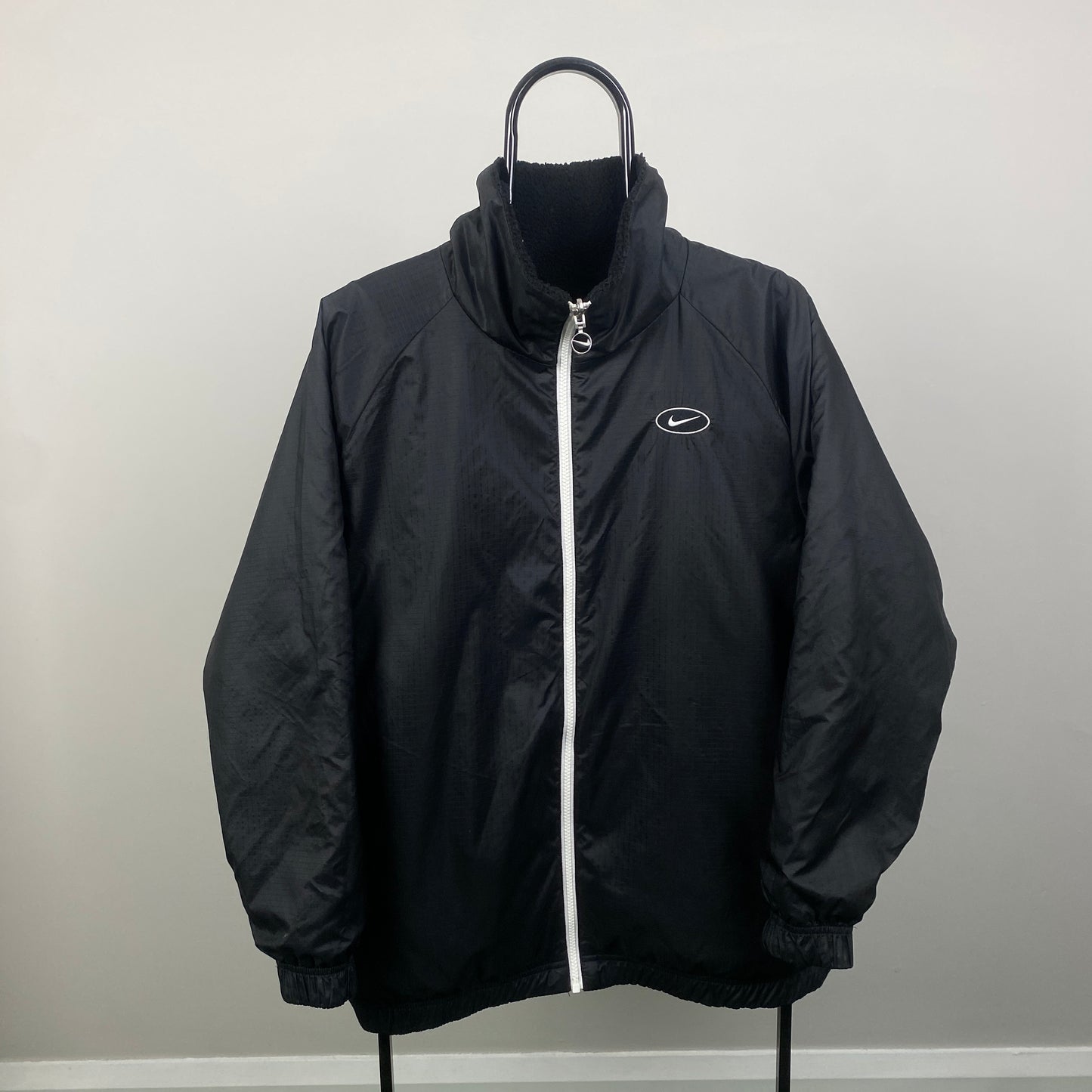 00s Nike Reversible Fleece Coat Jacket Black Medium