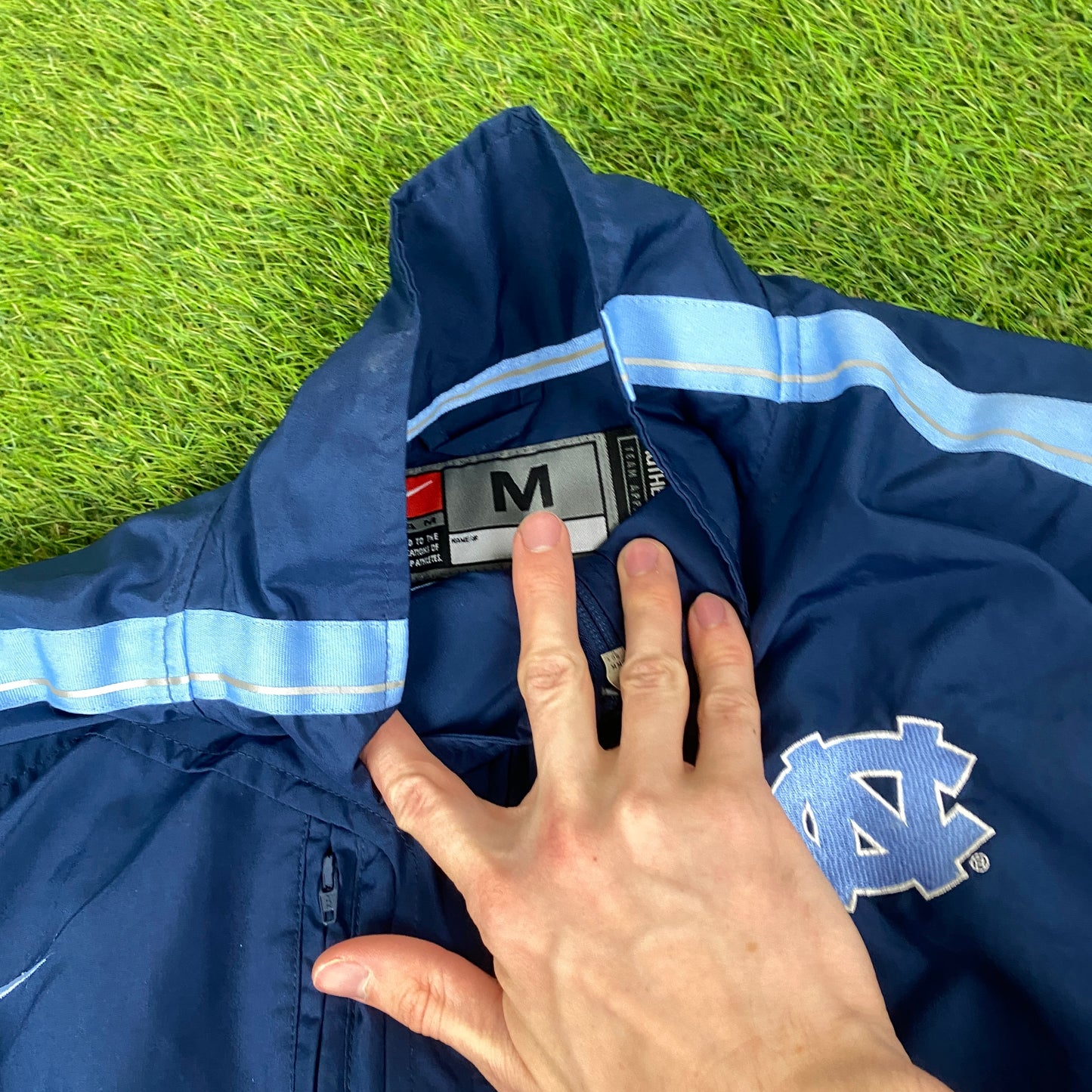 00s Nike UNC Piping Windbreaker Jacket + Joggers Set Blue Medium