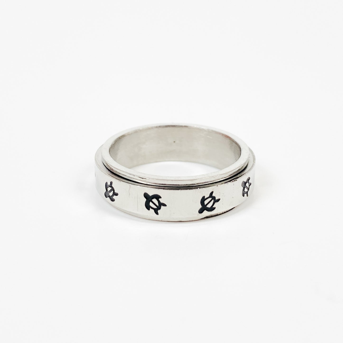 Retro Vintage Turtle Spinning Ring Silver