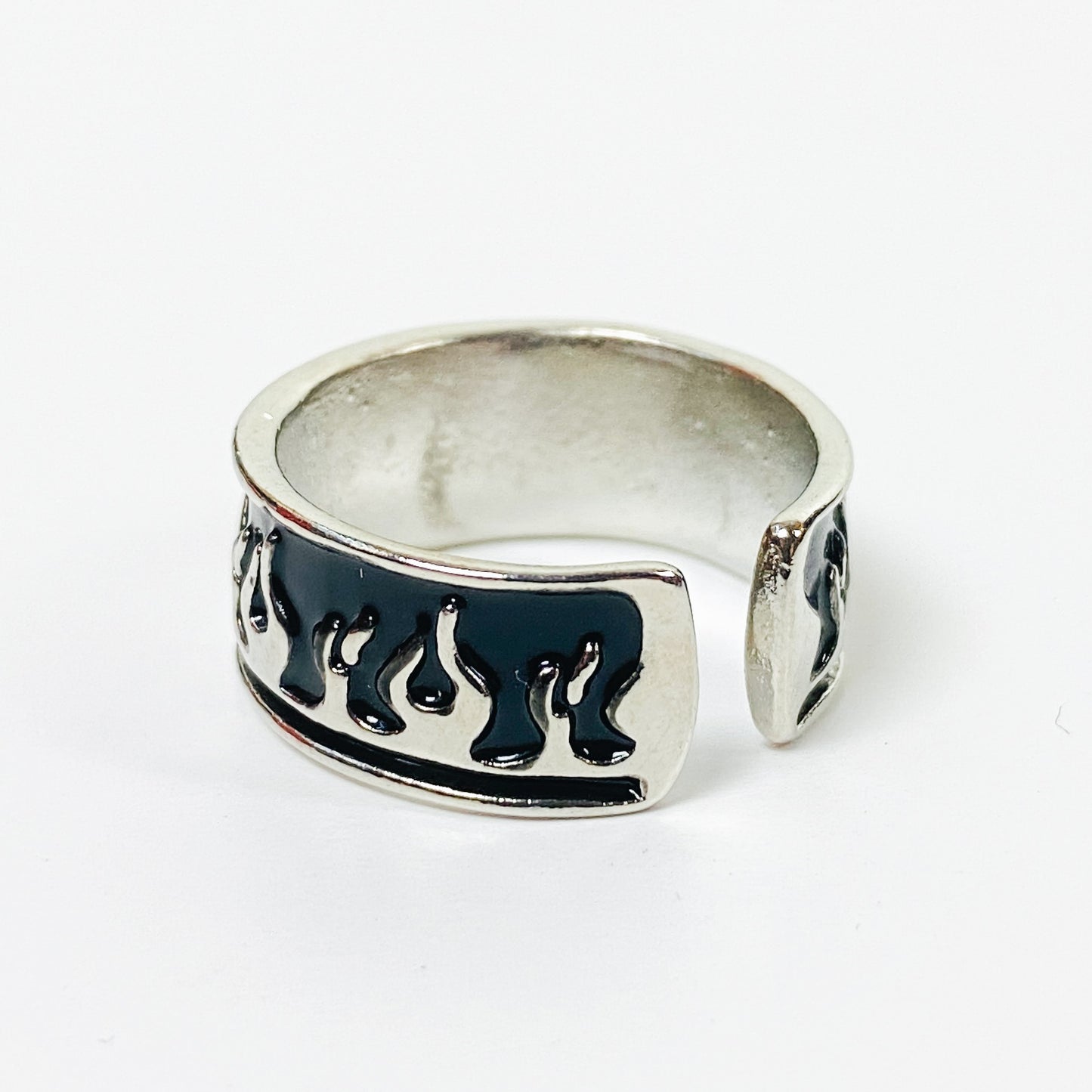 Adjustable Flame Ring Silver