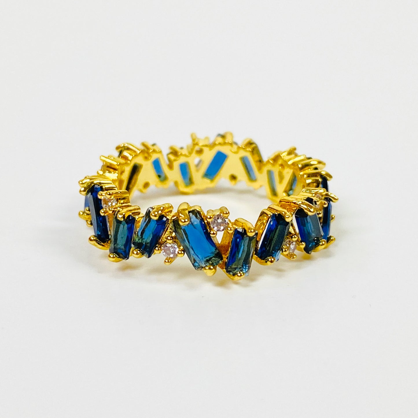 Retro Vintage Gem Ring Gold Blue