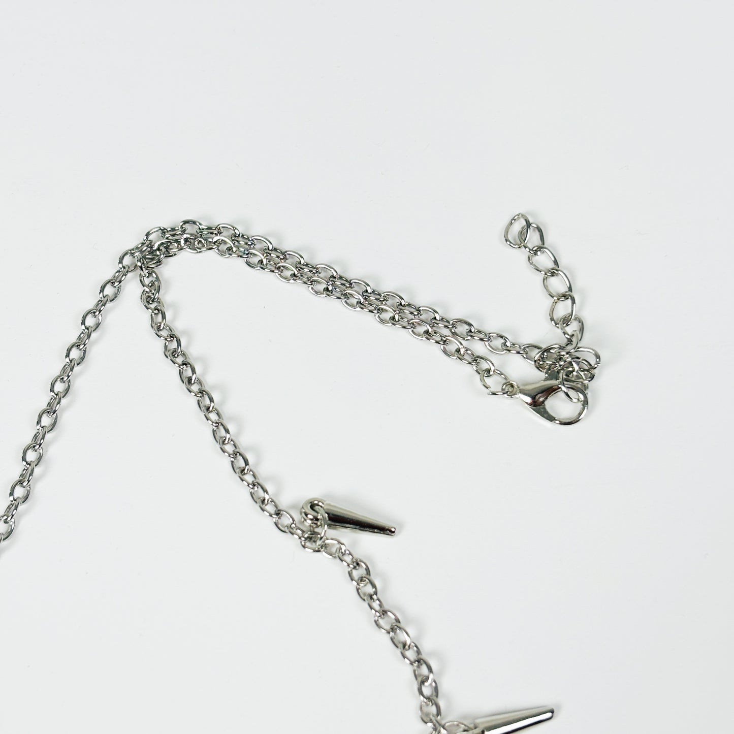 Vintage Spike Charm Necklace Silver