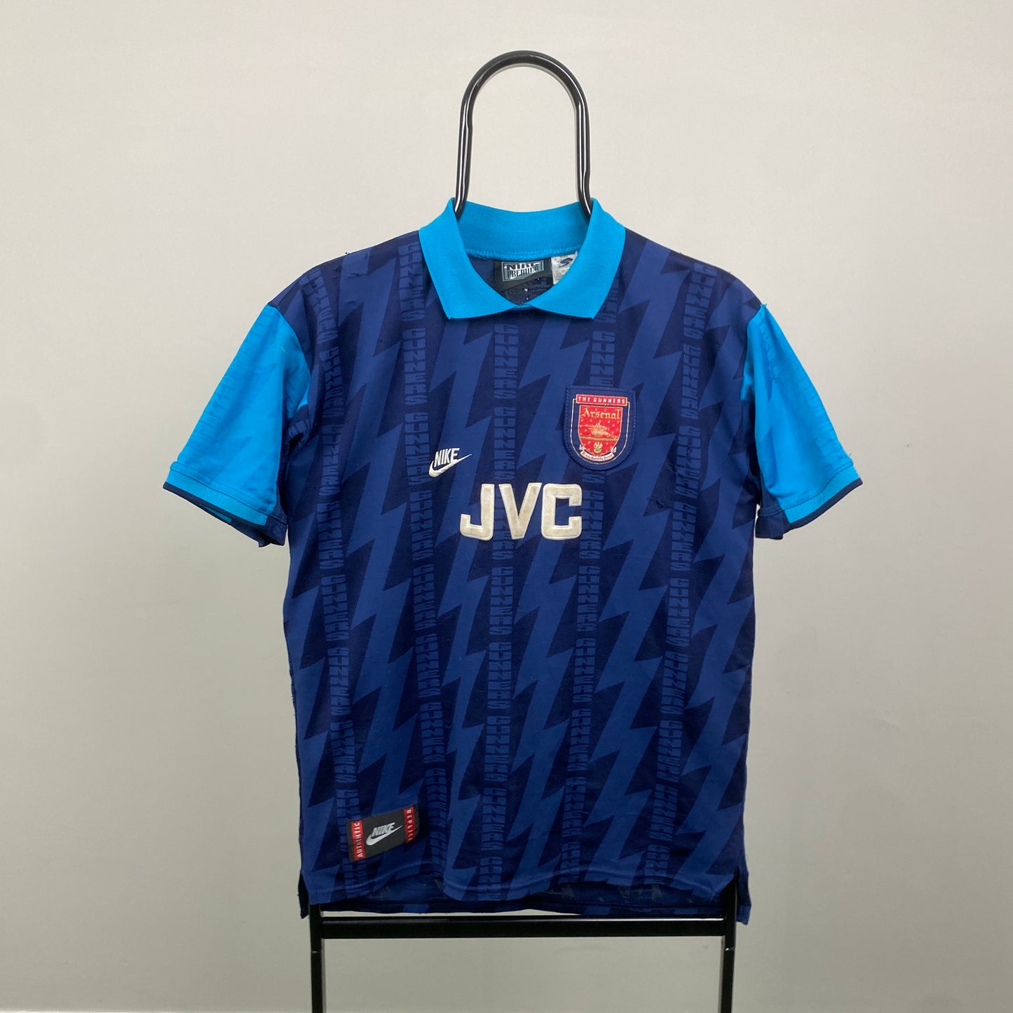 90s Nike Arsenal Football Shirt T-Shirt Blue Small