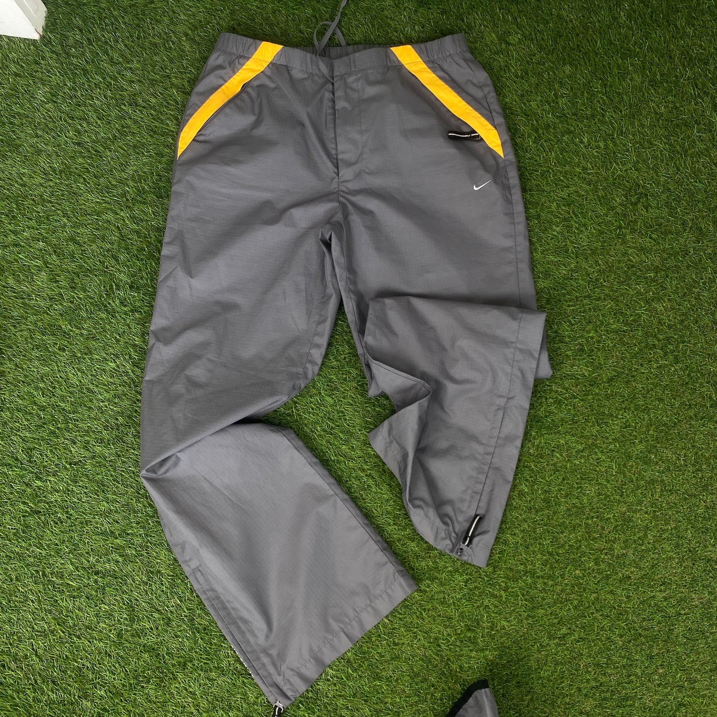 00s Nike Clima-Fit Piping Windbreaker Jacket + Joggers Set Grey Small