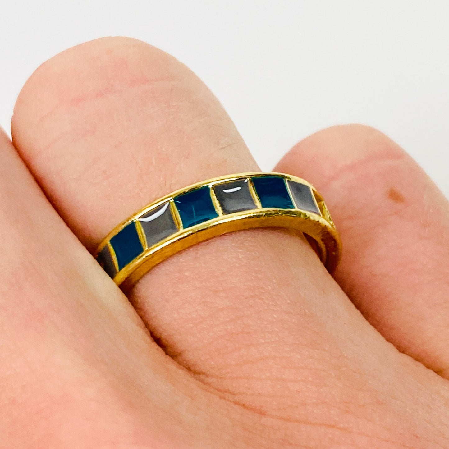 Vintage Retro Adjustable Gem Ring Gold