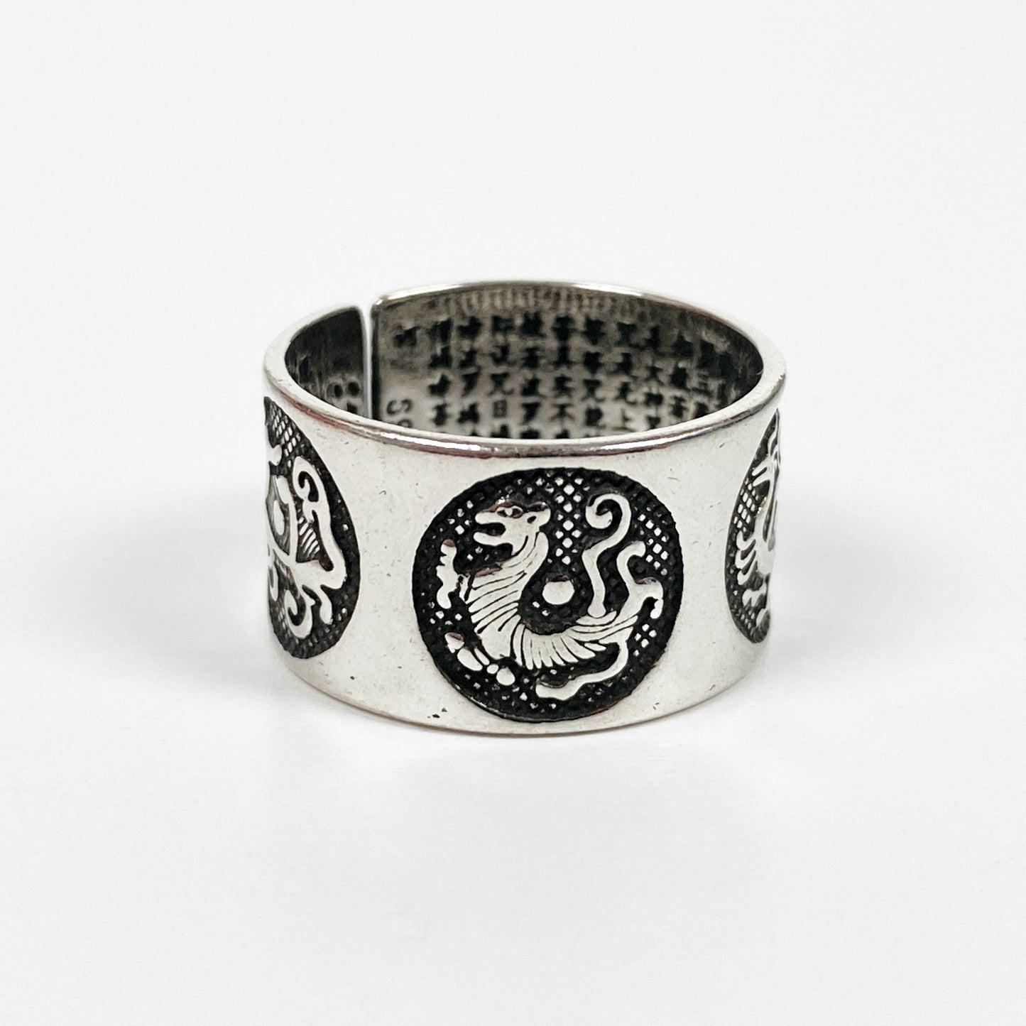 Vintage Retro Adjustable Dragon Ring Silver