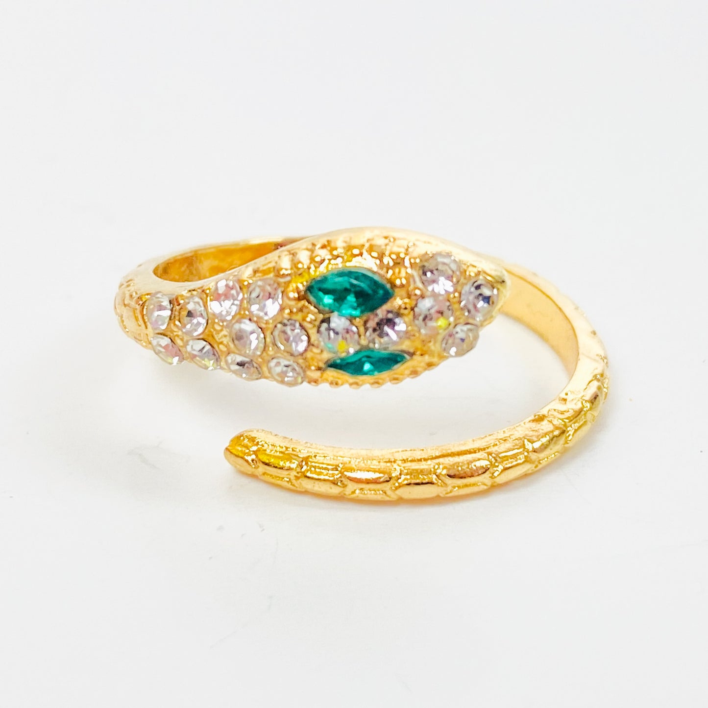 Adjustable Zirconia Snake Ring Gold