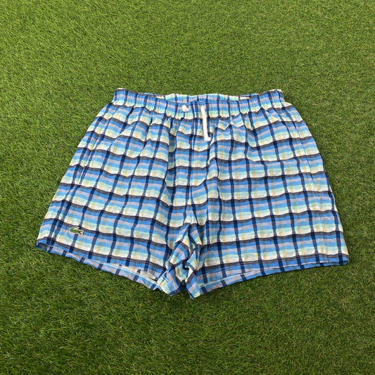 Retro Lacoste Plaid Shorts Blue Medium