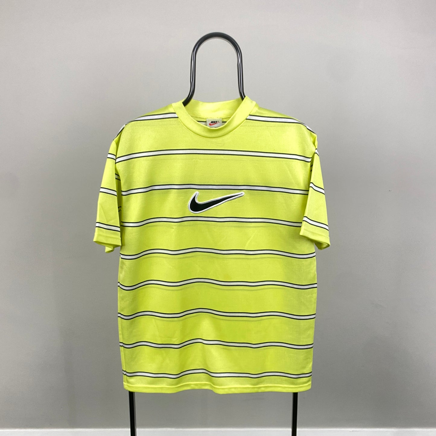 90s Nike Striped T-Shirt Yellow Small