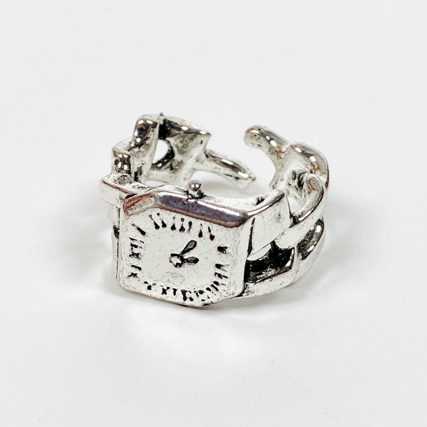 Vintage Retro Adjustable Watch Ring Silver