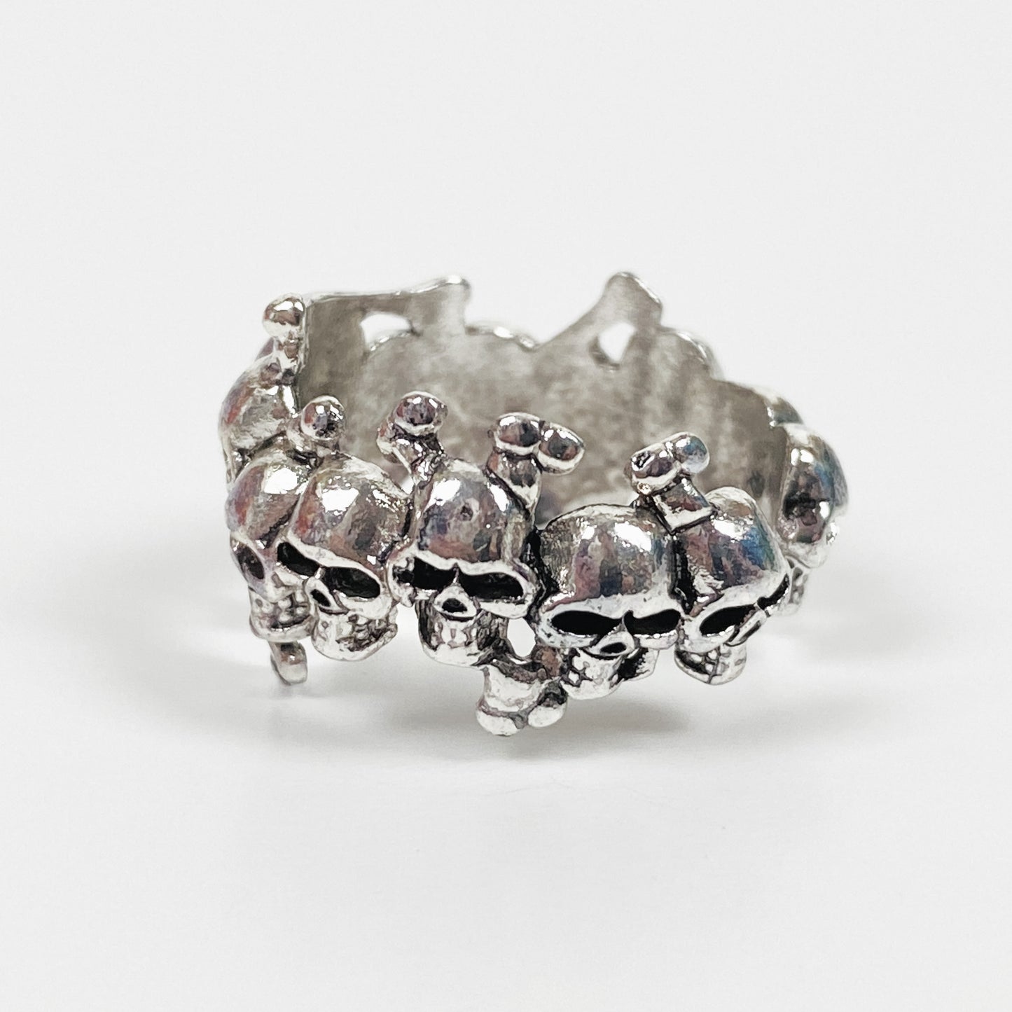 Vintage Retro Adjustable Skull Ring Silver